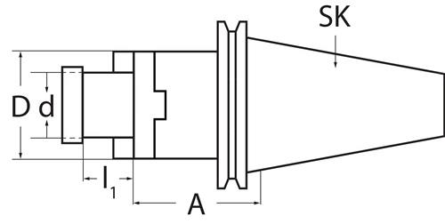 PROMAT Kombiaufsteckfräsdorn DIN 69871AD/B Spann-D.16mm SK40 A.-L.55mm PROMAT