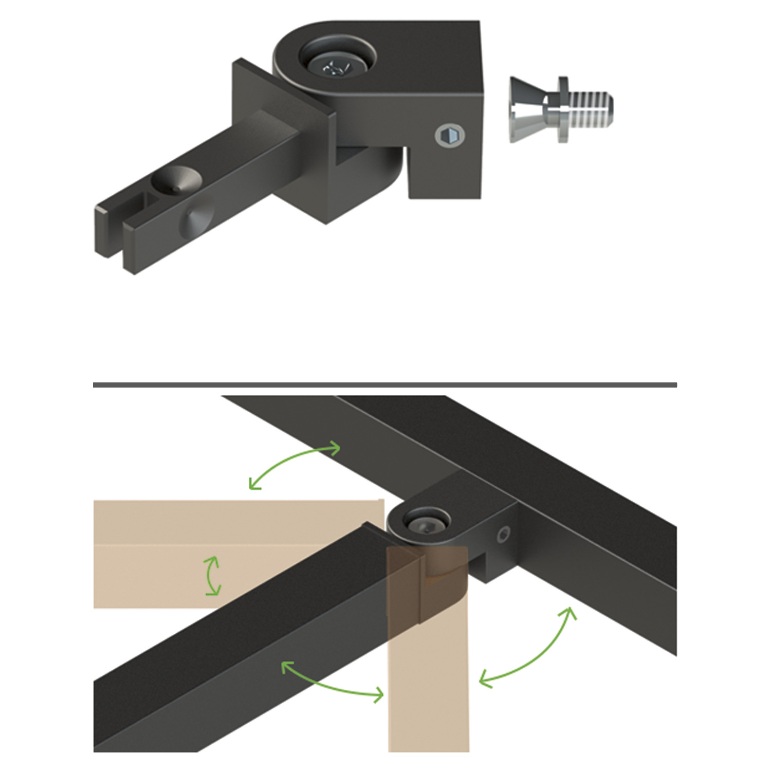 HETTICH Cadro Schraubverbinder 180 Grad schwarz matt, 9303952