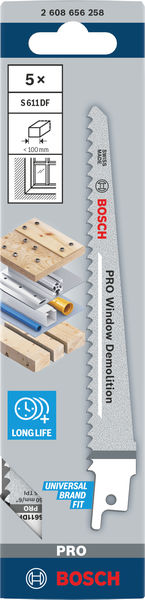 BOSCH Säbelsägeblatt S 611 DF, Heavy for Wood and Metal, 5er-Pack