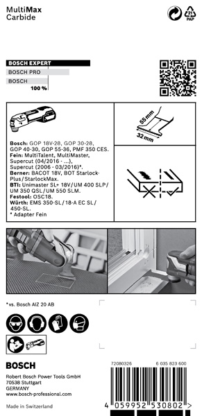 BOSCH EXPERT MultiMax PAIZ 32 APIT Blatt für Multifunktionswerkzeuge, 32 mm. Für oszillierende Multifunktionswerkzeuge
