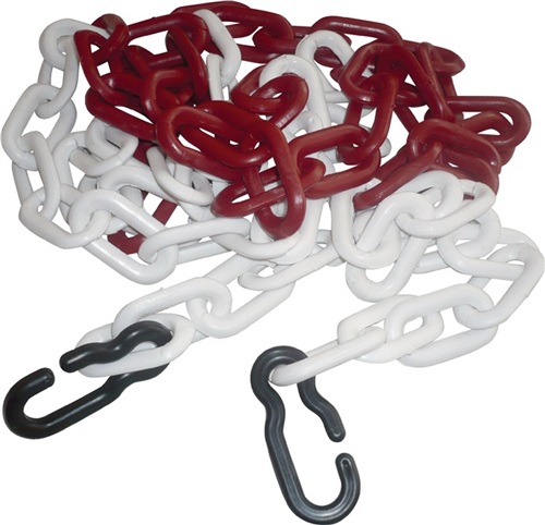 Nordwest Absperrkette Polypropylencarbonat rot/weiß 9mm L.3m m.2 Universalhaken