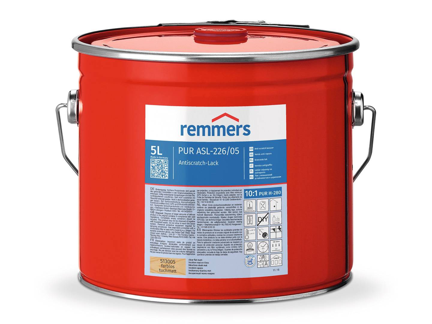 REMMERS PUR ASL-226/05-Antiscratch-Lack farblos tuchmatt 20 l