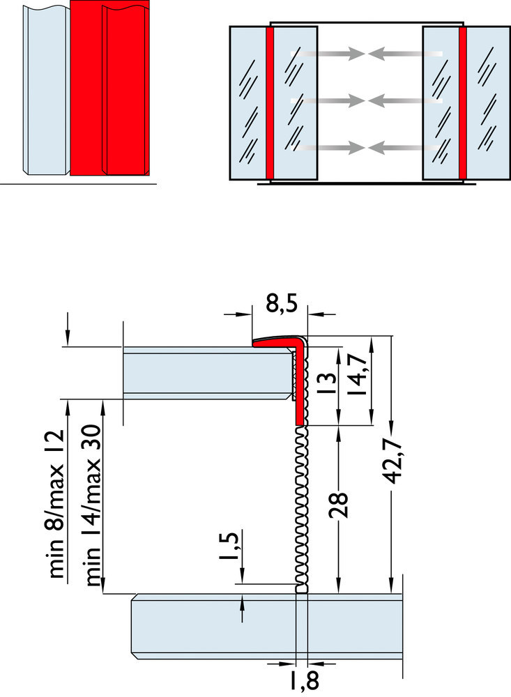 HERMAT Glastürdichtung 6501.G/GLAS/SLIP.SL