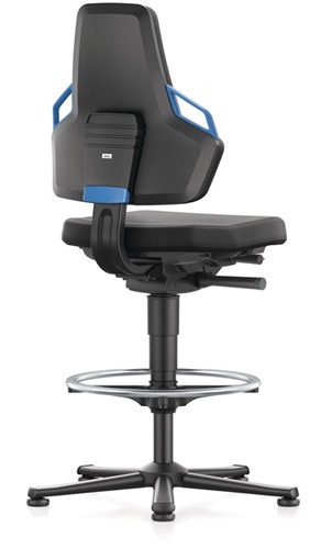 BIMOS Arbeitsdrehstuhl Nexxit Bodengleiter+Fußring Grifffarbe blau Integralschaum