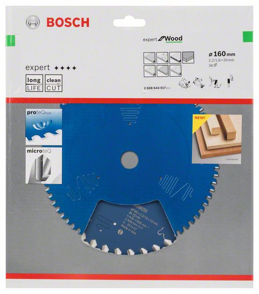 BOSCH Kreissägeblatt Expert for Wood, 160 x 20 x 2,2 mm, 36