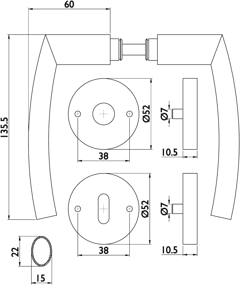 HERMAT Drückergarnitur mit Rosetten BASIC 07 1807/2036.K, Edelstahl