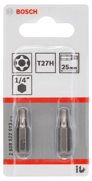 BOSCH Security-Torx-Schrauberbit Extra-Hart T27H, 25 mm, 2er-Pack
