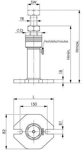 AMF Schraubbock Nr.6438S Gr.1250 schnellverst.H.710-1250mm AMF