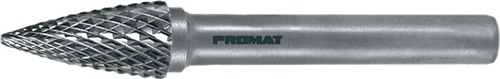 PROMAT Frässtift SPG D.12mm Kopf-L.25mm Schaft-D.6mm HM Verz.Kreuz PROMAT