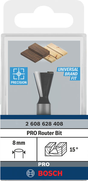 BOSCH Zinkenfräser, 8 mm, D1 14 mm, L 14 mm, G 55 mm, 15°