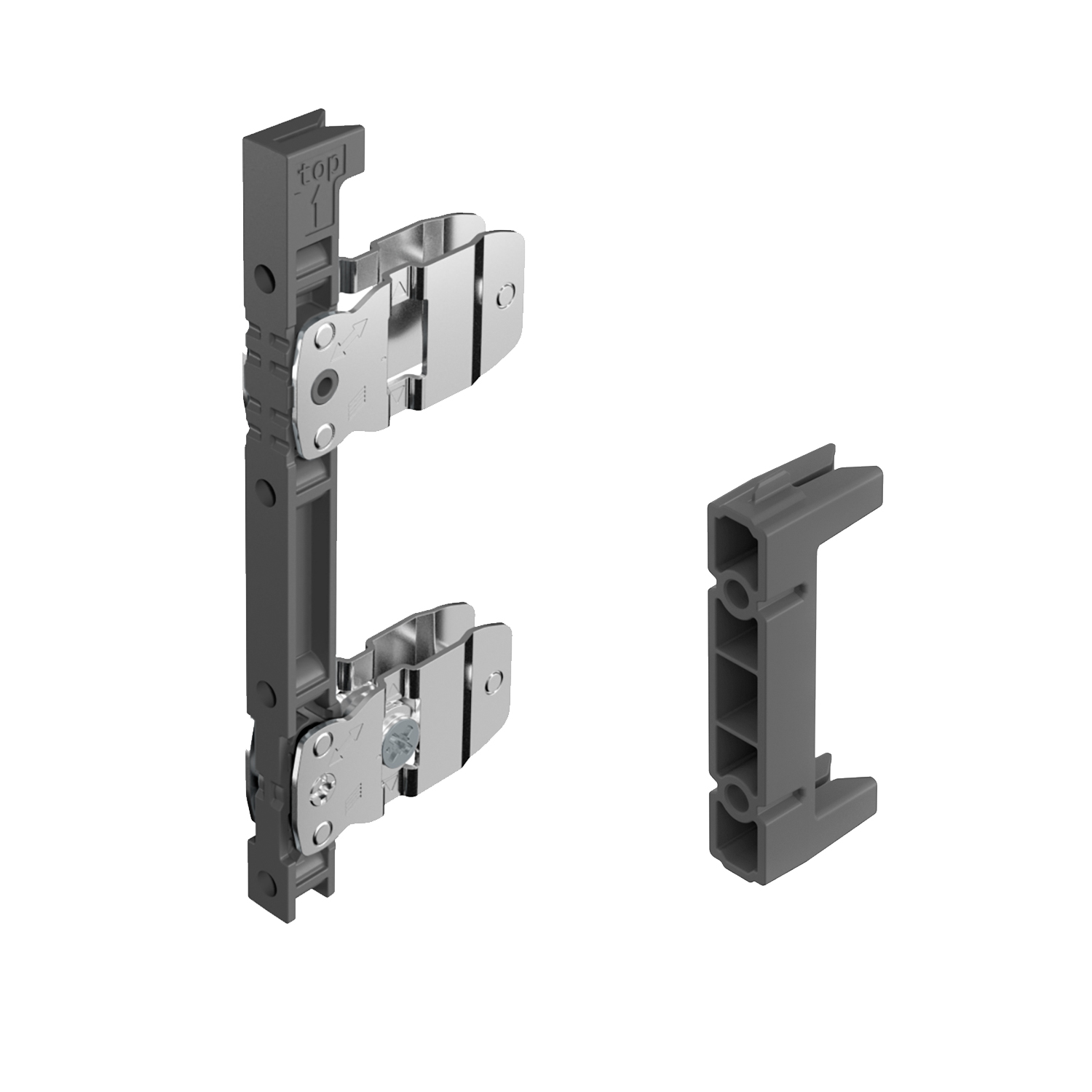 HETTICH AvanTech YOU Set Frontbefestigung und Stabilisator für Zarge, Höhe 251 mm, zum Anschrauben, 9359507