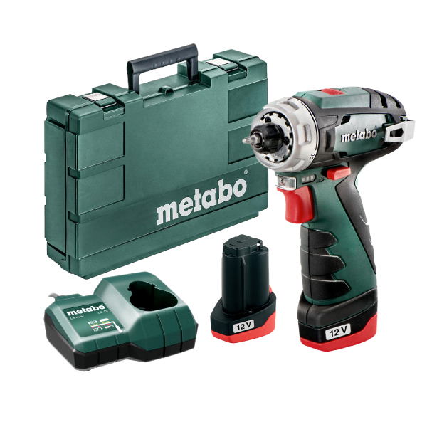 METABO PowerMaxx BS Basic Akku Bohrschrauber 12 V, inkl. 2x2 Ah Akkus