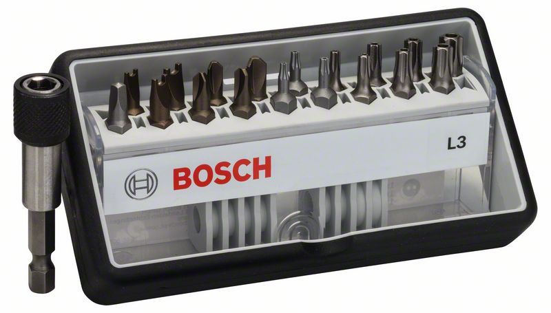 BOSCH Schrauberbit-Set Robust Line L Extra-Hart, 18 + 1-teilig, 25 mm, Sicherh. Bits