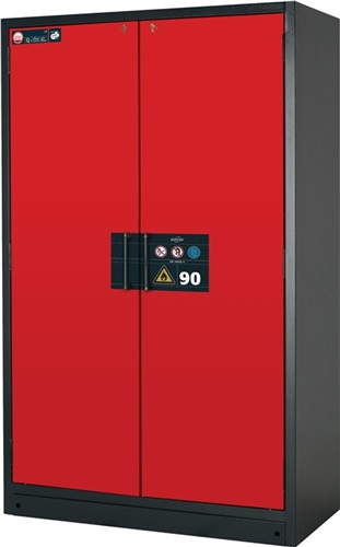 ASECOS Sicherh.-Schrank Typ 90 H1953xB1193xT615mm grau/rot Vollblechtüren