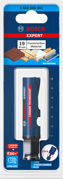 BOSCH EXPERT Construction Material Lochsäge, 19 x 60 mm. Für Dreh- und Schlagbohrer