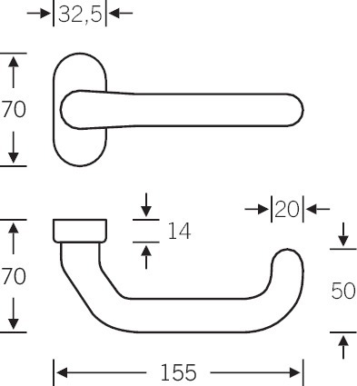 FSB Drücker-Halbgarnitur ohne Schlüsselrosette 06 1146, oval, VK 8, Aluminium  8 mm