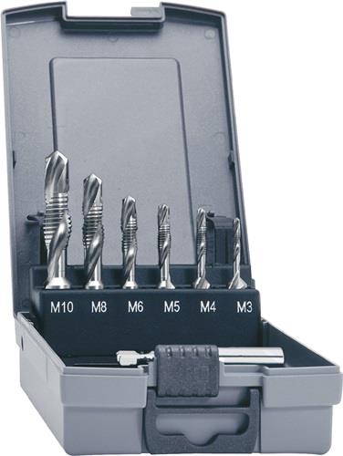 PROMAT Kombigewindebohrersatz DIN 3126 M3-M10 7tlg.HSSG Ku.-Kassette PROMAT