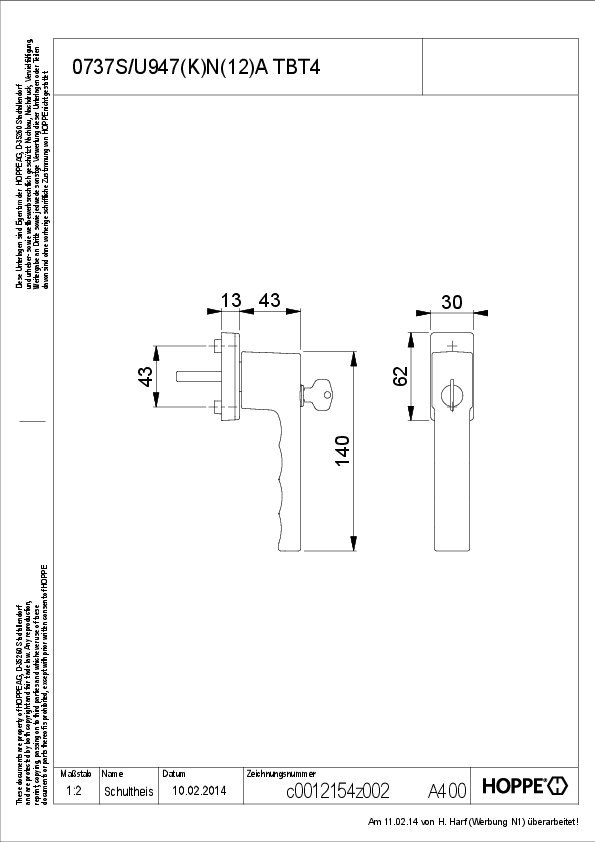 HOPPE® Fenstergriff absperrbar Toulon 0737S/U947 TBT4, mit Schrauben, Aluminium, 11682802 HOPPE® Fenstergriff absperrbar Toulon 0737S/U947 TBT4, mit Schrauben, Aluminium, 11682802