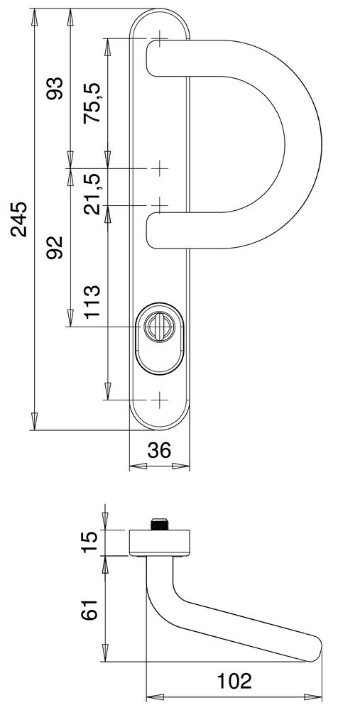 EDI Kronos  1145 Langschild Aluminium Haustür verkehrsweiß