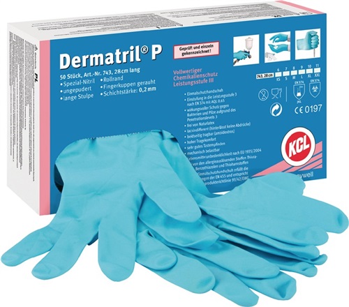 Dermatril Einw.-Handsch.Dermatril P 743 Gr.9 blau Nitril 50 St./Box