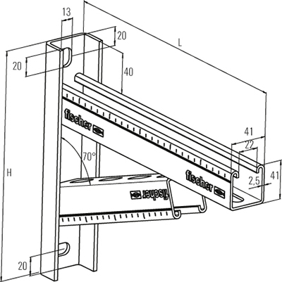 FISCHER Auslegerkonsole Massiv FCA M 41 - 400