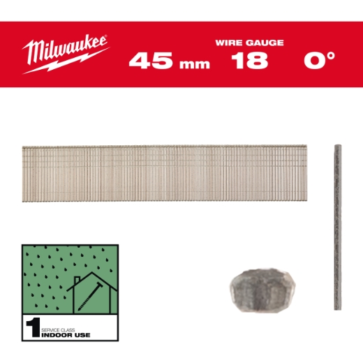 1,05 x 1,25 x 45 mm verzinkt, 0° Stauchkopf-Nägel 18 Gauge für M18FN18GS & M18CN18GS