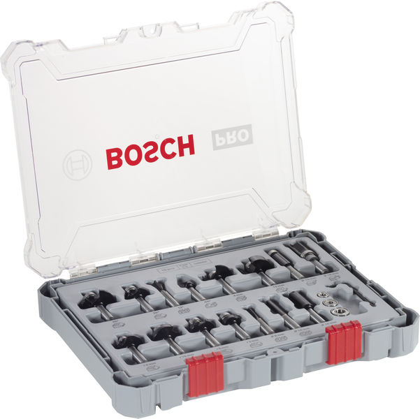 BOSCH Fräser-Set, 8-mm-Schaft, 15-teilig