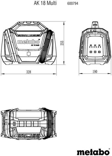 METABO Akku-Kompressor AK 18 Multi 18 V 16l/min 11bar METABO