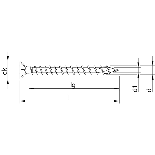 HECO TOPIX-plus 4,5 x 60, Verlegeschraube, Senkkopf mit Frästaschen, Drive, Variables Vollgewinde, verzinkt blau, A3K