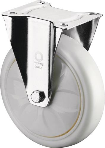 Bockrolle D.125mm Trgf.300kg Ku.Platte L138xB109mm Farbe Rl.weiß BS ROLLEN
