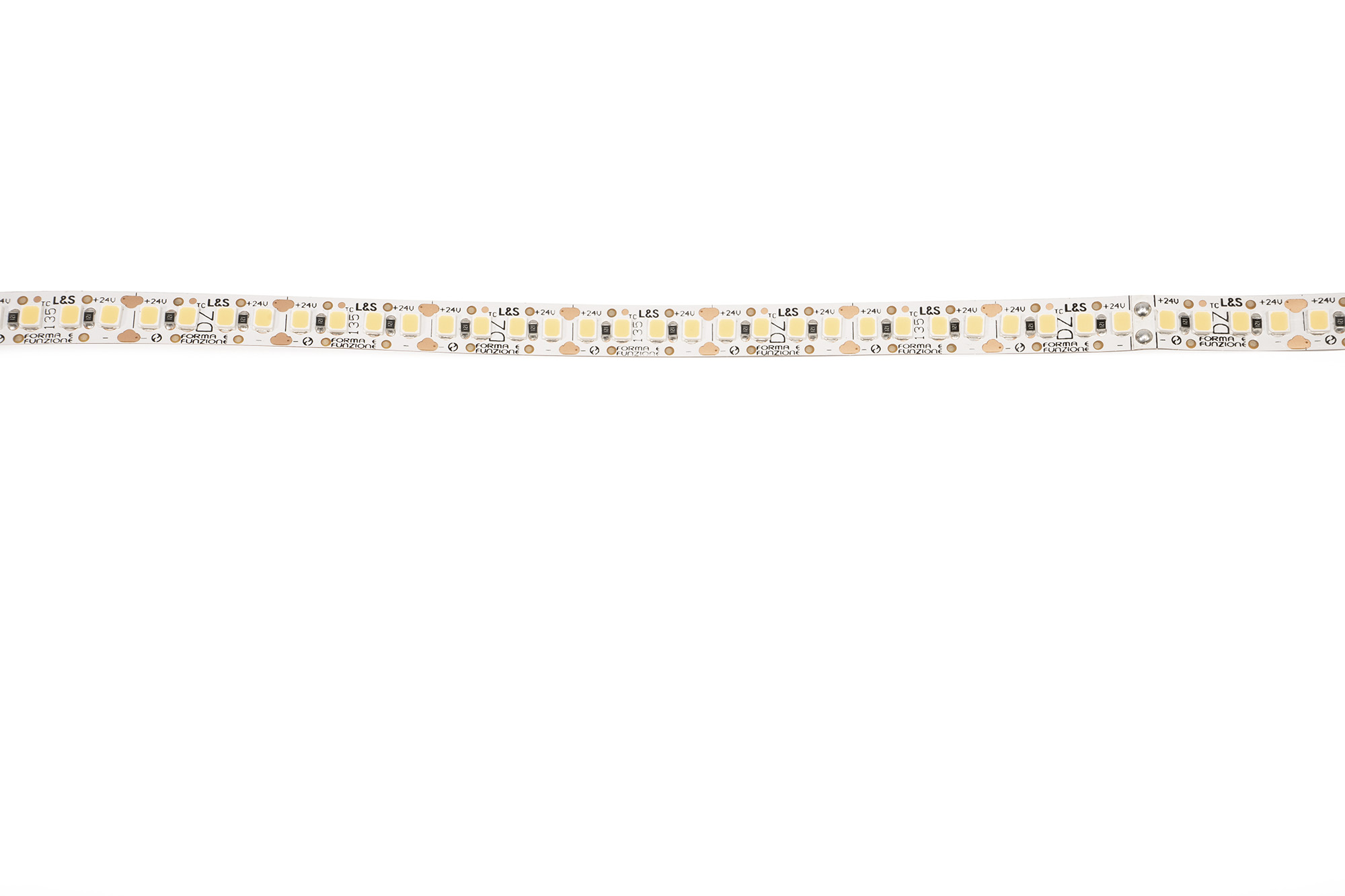 L&S LED-Band HE 200LEDs/m (2835), 3000K, 4 LEDs/20mm, 24DC, 11,5W/m, 8mmx50m, white PCB, IP20