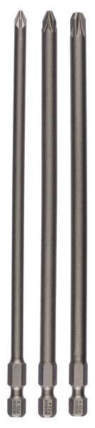 BOSCH Schrauberbit-Set Extra-Hart, 3-teilig, PZ1, PZ2, PZ3, 152 mm