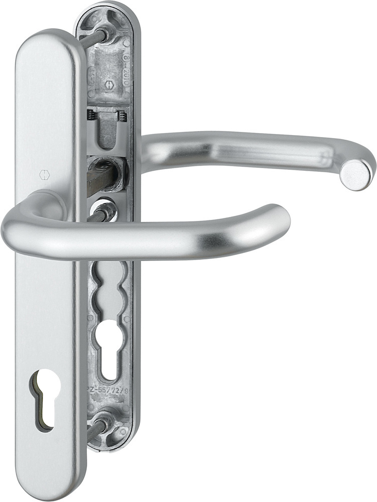 HOPPE® AP Schutz-Drückergarnitur mit Schmalschild Paris RD-138GF/3358/3357N, Aluminium, 3167316