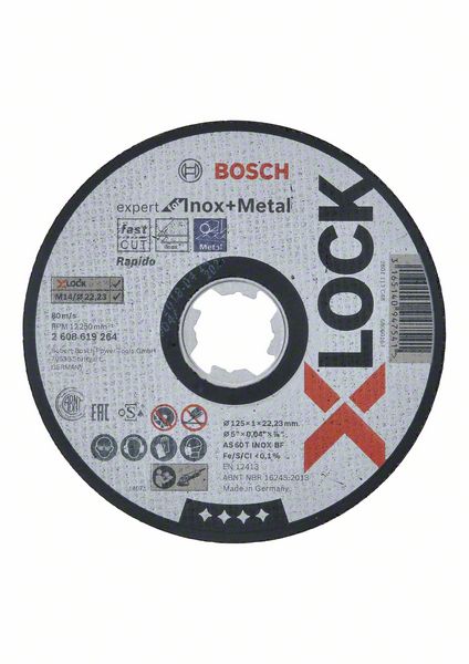 BOSCH Trennscheibe X-LOCK gerade Expert for Inox+Metal AS 60 T INOX BF, 125 x 1 mm