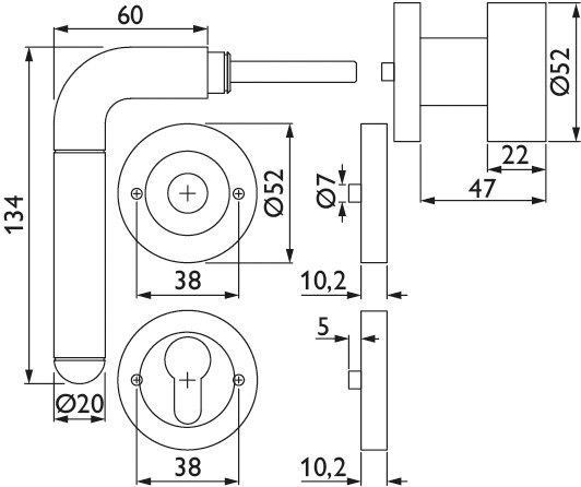 HERMAT Wechselgarnitur mit Rosetten CLUB 1110/2061/3127, Edelstahl