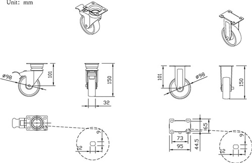 PROMAT Rollensatz 4-tlg.4 Rollen,2x fix+2x schwenkbare Rl.f.Wkz.wagen TREND PROMAT