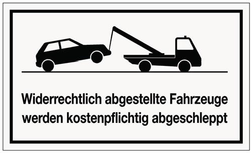 PROMAT Hinweiszeichen Widerrechtliches Parken L250xB150mm weiß schwarz Ku.