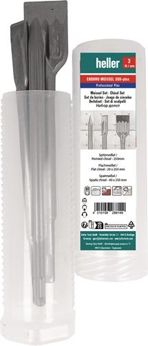 HELLER Bohrhammermeißelsatz 1218 Enduro SDS-plus 3 Spitz-,Flach-,Spatmeißel
