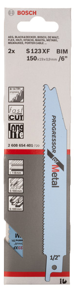 BOSCH Säbelsägeblatt S 123 XF, Progressor for Metal, 2er-Pack