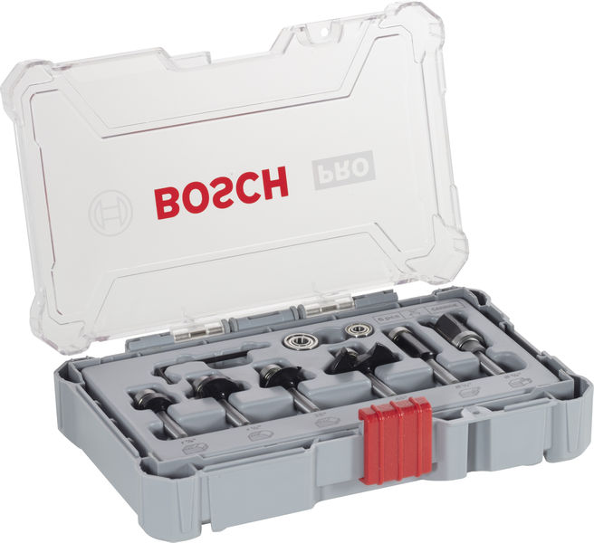 BOSCH Rand- und Kantenfräser-Set, 1/4 Zoll-Schaft, 6-teilig