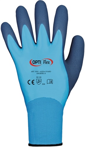 FELDTMANN Handschuhe Aqua Guard Gr.8 blau EN 388 PSA II PA m.Latex/Latex OPTIFLEX