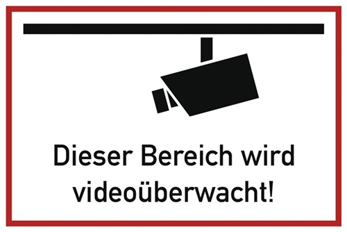 Hinweiszeichen Videoüberwacht L300xB200mm weiß schwarz Ku.