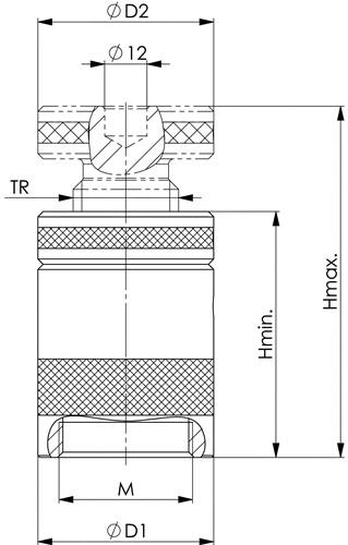 AMF Schraubbock Nr.6400 Gr.52 m.flacher Auflage H.42-52mm AMF