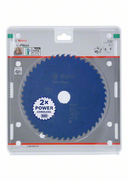 BOSCH Akku-Kreissägeblatt Expert for Wood, 210 x 1,7/1,2 x 30, 48 Zähne