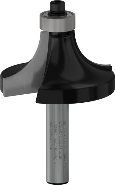 BOSCH Abrundfräser Standard for Wood, 8 mm, R1 15 mm, L 22 mm, G 66 mm