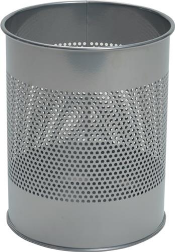 DURABLE Papierkorb 15l H315xØ260mm Lochraster Metall epoxidharz.silber-metallic DURABLE
