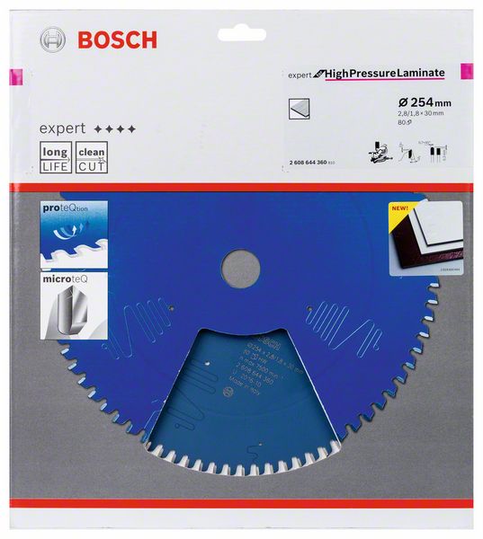 BOSCH Kreissägeblatt Expert for High Pressure Laminate, 254 x 30 x 2,8 mm, 80
