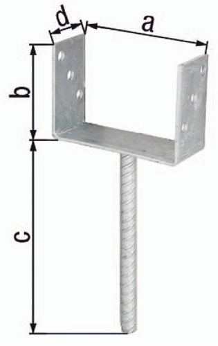 GAH U-Pfostenträger ETA-10/0210 121x100x200x60mm TZN m.Betonanker a.Riffelstahl GAH