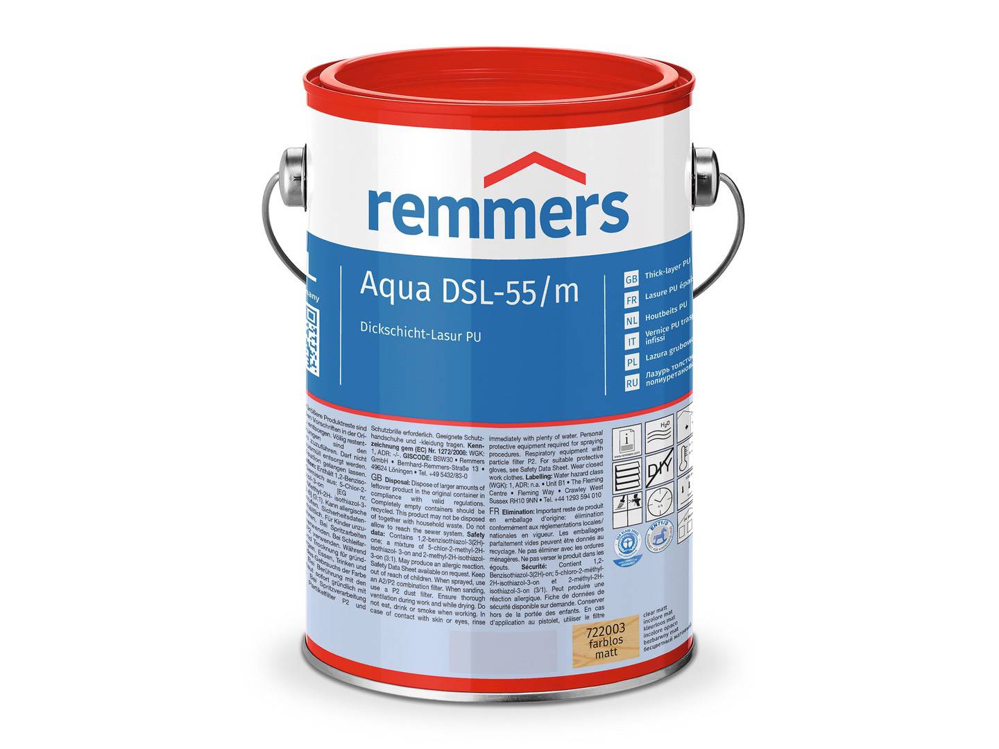 REMMERS Aqua DSL-55-Dickschicht-Lasur PU farblos seidenglänzend 2,50 l