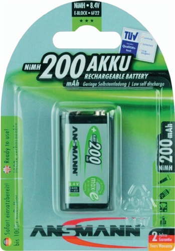 ANSMANN Akkuzelle maxE 8,4 V 200 mAh 9V E-Block HR9V 1 1St./Blister ANSMANN